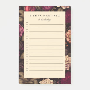 Gothic Floral Blush Peach Black Vintage Flowers Post-it Notes