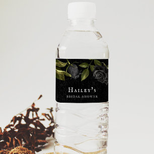 Gothic Floral Bridal Shower Water Bottle Label
