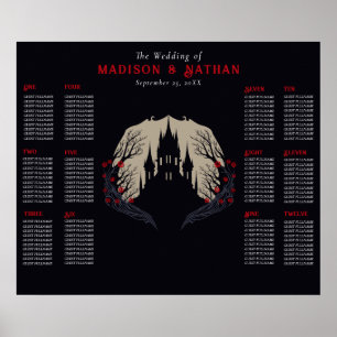 Gothic Floral Castle Wedding Wedding Seating Poster