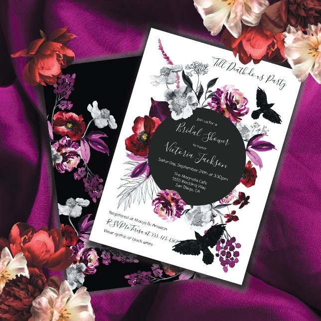 Gothic Floral Dark & Moody Bridal Shower Invitation (Creator Uploaded)
