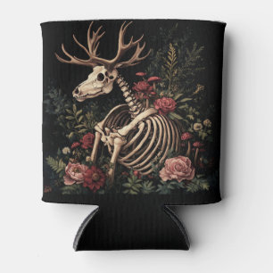 Gothic Floral Deer Skeleton Can Cooler