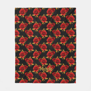 Gothic Floral Fleece Blanket