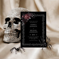 Gothic Floral Frame Dark Goth Halloween Wedding
