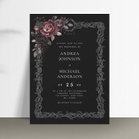 Gothic Floral Frame Dark Goth Halloween Wedding