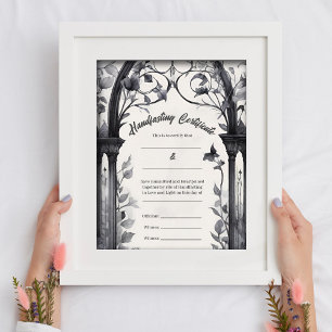 Gothic Floral Garden Gate Handfasting Certificate Poster