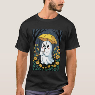 Gothic Floral Ghost Holding Umbrella Halloween in  T-Shirt