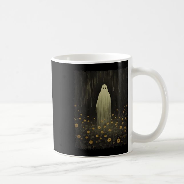 Gothic Floral Ghost In The Forest Halloween Spooky Coffee Mug (Right)