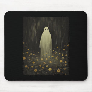Gothic Floral Ghost In The Forest Halloween Spooky Mouse Pad