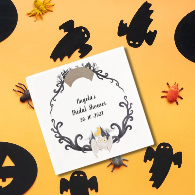 Gothic Floral Ghosts Bats Wreath Hallowedding Napkin (Creator Uploaded)