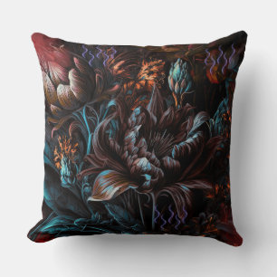Gothic Floral Glitter Neon Floral Cushion