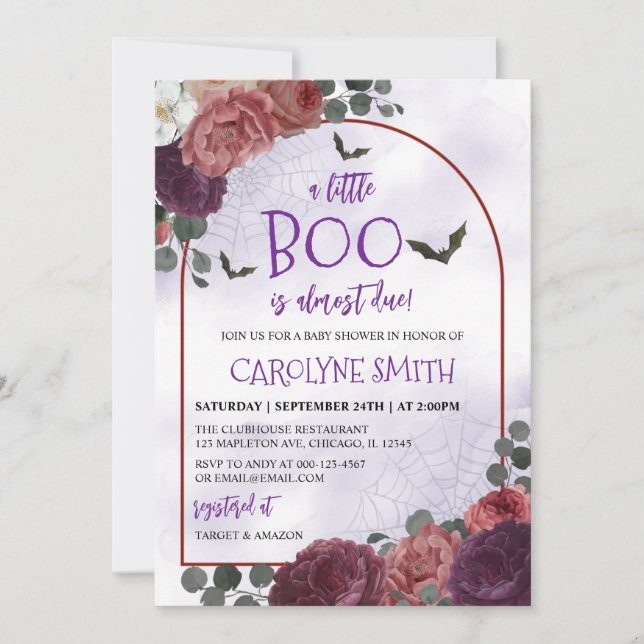 Gothic Floral Halloween Baby Shower Invitation (Front)