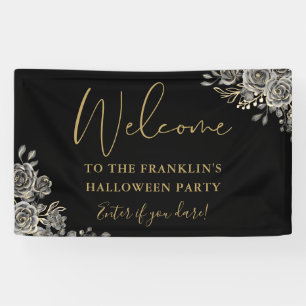 Gothic Floral Halloween Party Welcome Banner