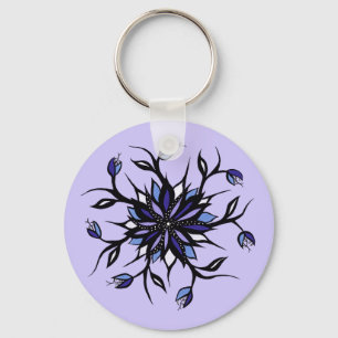 Gothic Floral Mandala Monsters And Teeth Key Ring