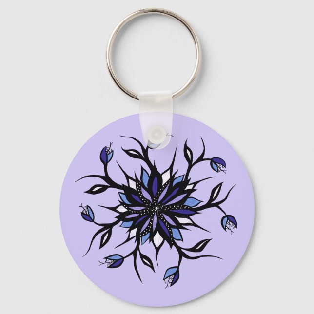 Gothic Floral Mandala Monsters And Teeth Key Ring (Front)