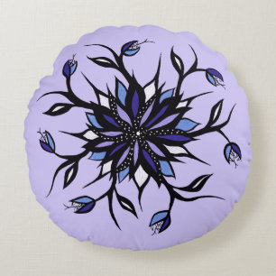 Gothic Floral Mandala Monsters And Teeth Round Cushion
