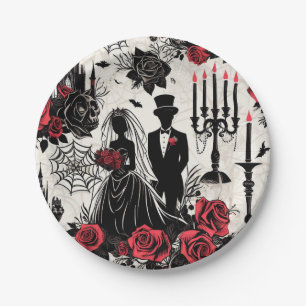 Gothic Floral Paper Plate - Halloween, Wedding