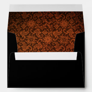 Gothic Floral Pattern   Orange and Black Envelope