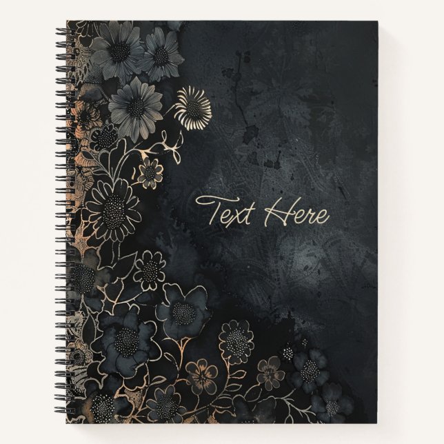 Gothic Floral Personalised Notebook (Front)