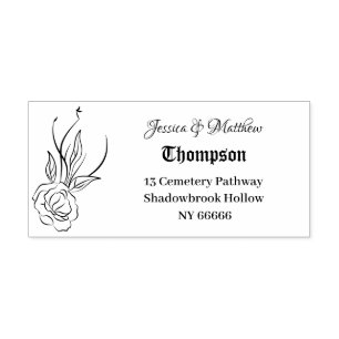 Gothic Floral Rectangular Return Address Wedding Rubber Stamp