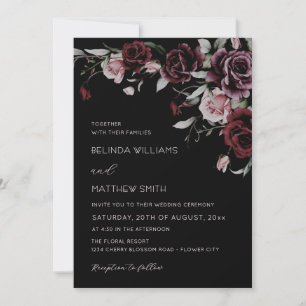 Gothic Floral Roses   Photo Wedding Invitation
