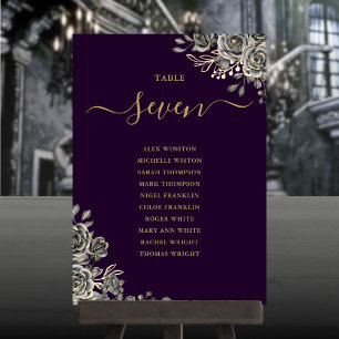 Gothic Floral Roses Seating Plan Table Number