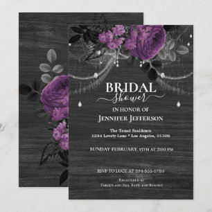 Gothic Floral Rustic Bridal Shower Invitation