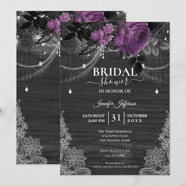 Gothic Floral Rustic Bridal Shower Invitation (Front/Back)