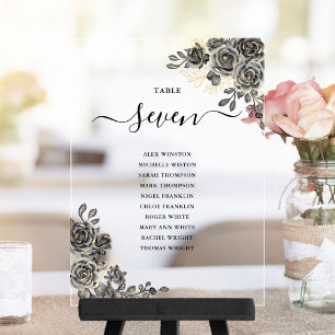 Gothic Floral Seating Plan Acrylic Table Number