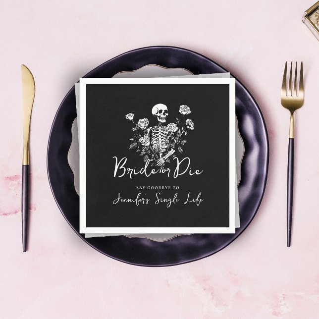 Gothic Floral Skeleton Bachelorette Party  Napkin (Creator Uploaded)
