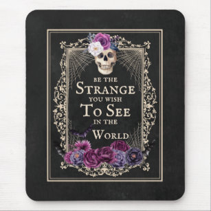 Gothic Floral Skull Bats Funny Quote Black Purple  Mouse Pad