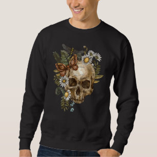 Gothic Floral Skull Cottagecore Halloween Sweatshirt