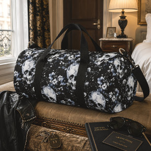 Gothic Floral Skull Dark Garden Duffle Bag
