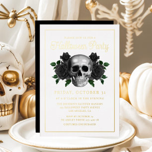 Gothic Floral Skull Halloween Gold