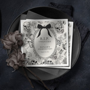 Gothic Floral Skull RIP Twenties 30th Birthday Napkin