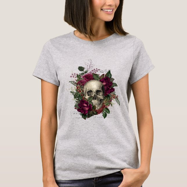 Gothic Floral Skull T-Shirt (Front)