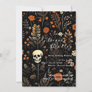 Gothic Floral Skull Wedding Invitation