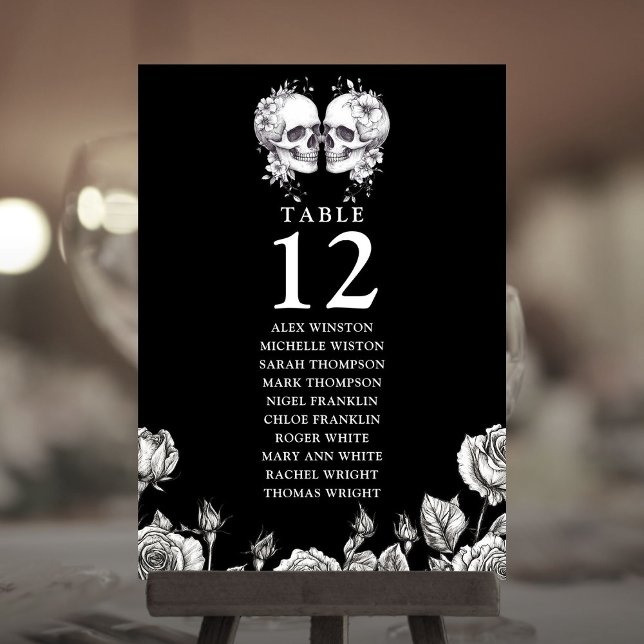 Gothic Floral Skulls Table Number Seating Chart (Gothic Floral Skulls Table Number Seating Chart)