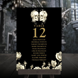 Gothic Floral Skulls Table Number Seating Chart