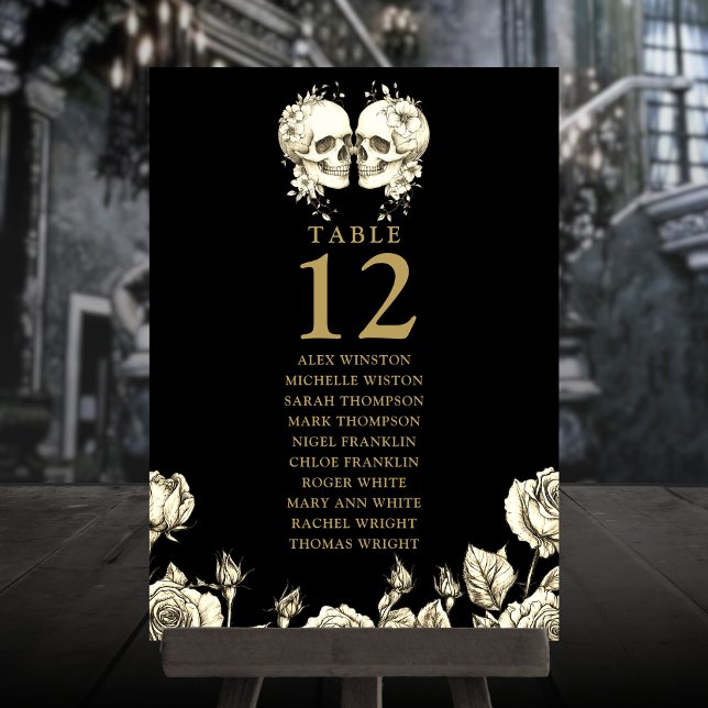 Gothic Floral Skulls Table Number Seating Chart (Gothic Floral Skulls Table Number Seating Chart)