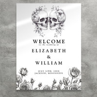 Gothic Floral Skulls Wedding Welcome Sign