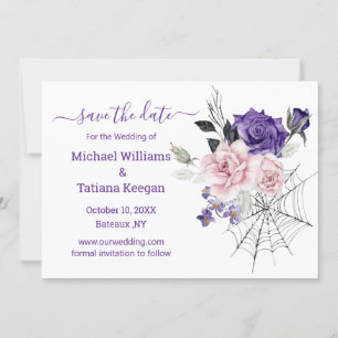 Gothic Floral Spiderweb Halloween Save the Date Card