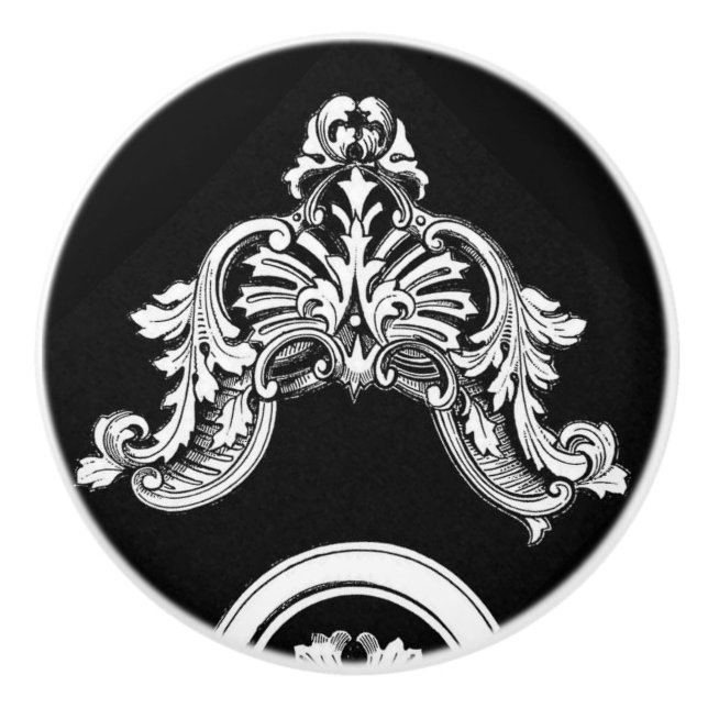 Gothic floral trim ceramic knob (Front)