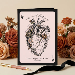 Gothic Floral Vintage Anatomical Heart Valentine Holiday Card
