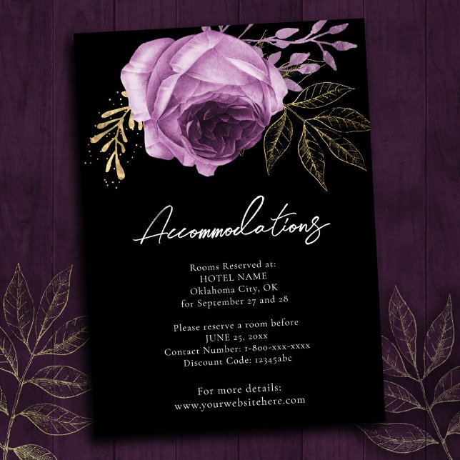 Gothic Floral Wedding Accommodations Enclosure Car Card (Creator Uploaded)