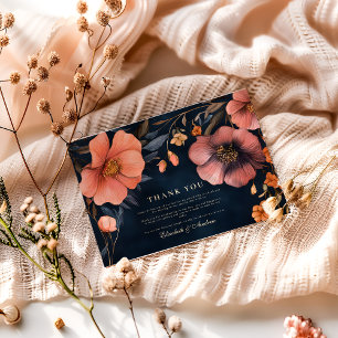 Gothic Floral Wedding Elegance Thank You Card