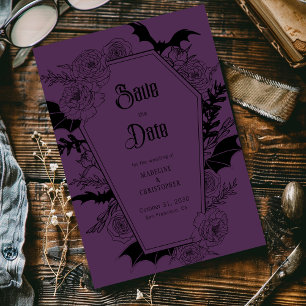 Gothic Floral Wedding Purple Save the Date Invitation