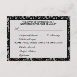 Gothic Flourish Black & Grey Response Card