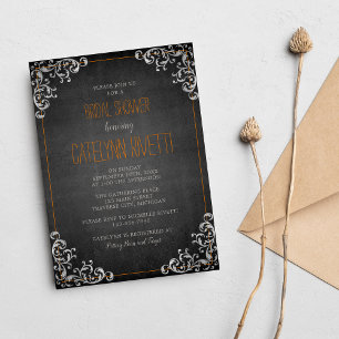 Gothic Flourish Halloween Holiday Bridal Shower Invitation