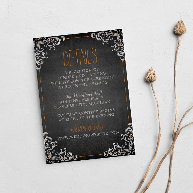 Gothic Flourish Halloween Holiday Dark Wedding Enclosure Card (Creator Uploaded)