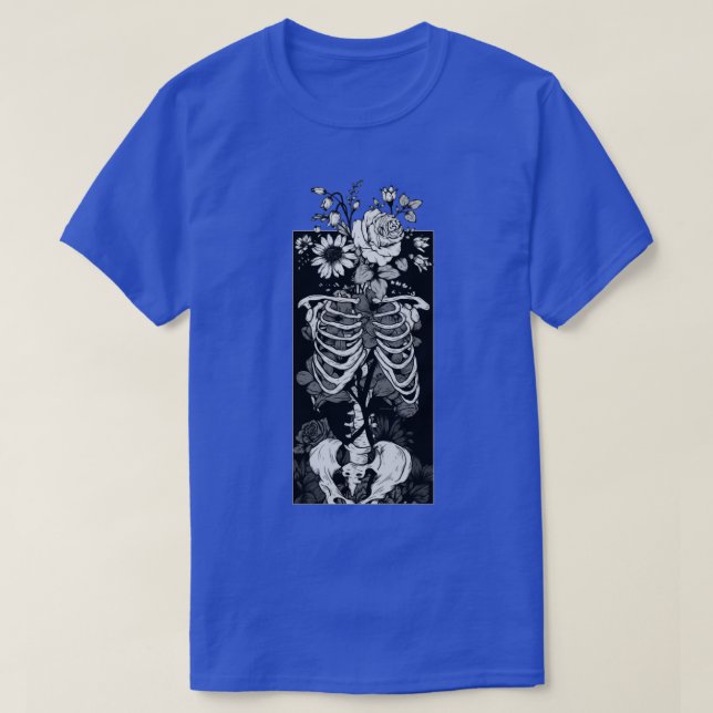 Gothic Flower and Bones T-Shirt (Design Front)